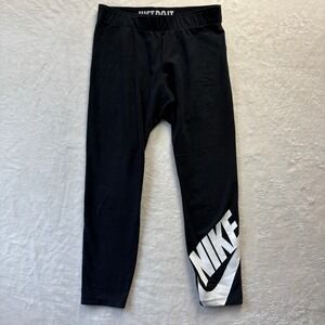 Nike Just‎ Do It Leggings Womens Medium Black White Cropped Activewear